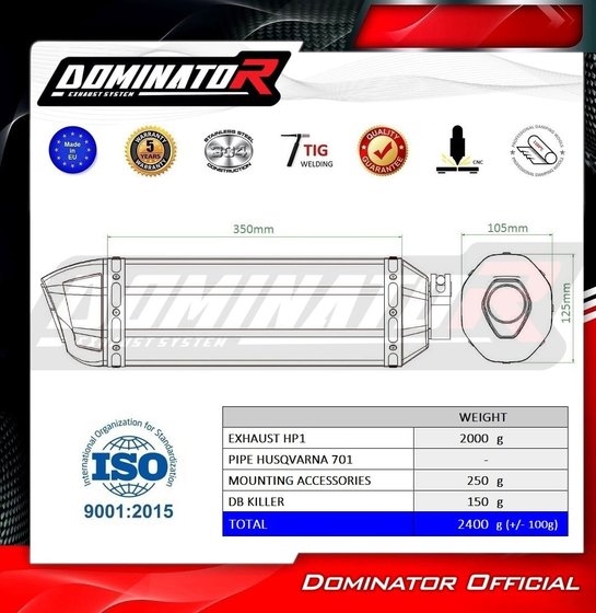 701 SUPERMOTO (2021 - 2023) exhaust silencer muffler hp1 + db killer | Dominator