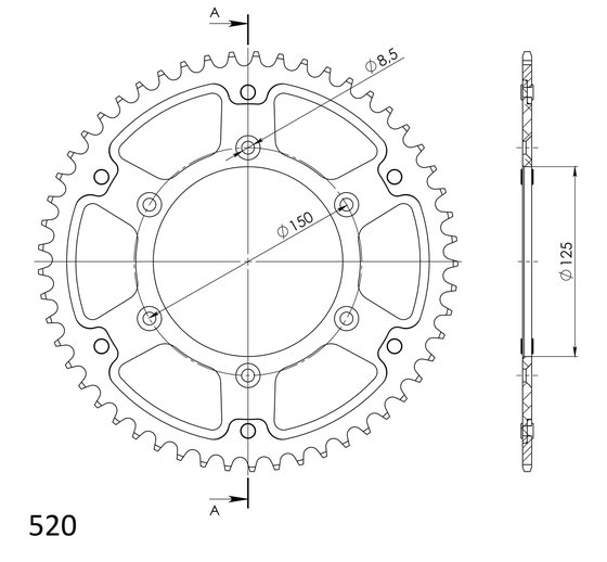 TE 125 2T (2016 - 2016) rear sprocket | Supersprox