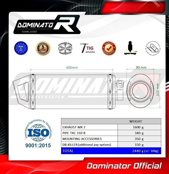 TXC 310 R (2013 - 2014) exhaust silencer mx2 | Dominator