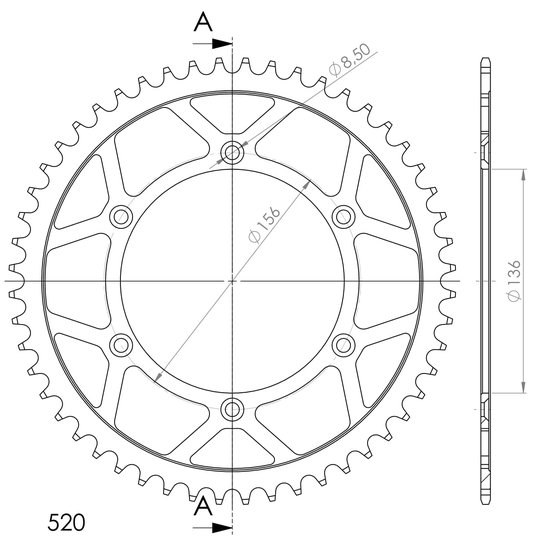 350 TE (1990 - 1995) supersprox steel rear sprocket beta/gasgas/husqv. black 51 | Supersprox