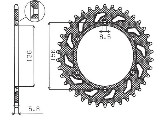 SM 510 R (2005 - 2010) rear steel sprocket - 49 teeth, 520 pitch | SUNSTAR SPROCKETS