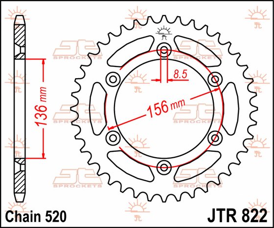 TE 250 (2002 - 2013) plieninė galinė žvaigždutė | JT Sprockets