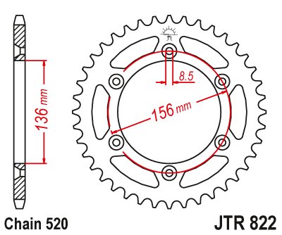 TE 250 (2002 - 2013) plieninė galinė žvaigždutė | JT Sprockets