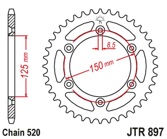 FS 450 (2015 - 2022) žvaigždutė galinė 42t 520 blk | JT Sprockets