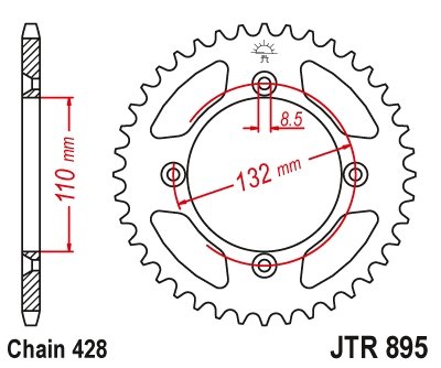 TC 85 (2014 - 2022) galinė atsarginė žvaigždutė - 49 dantys, 428 žingsnis, juoda | JT Sprockets