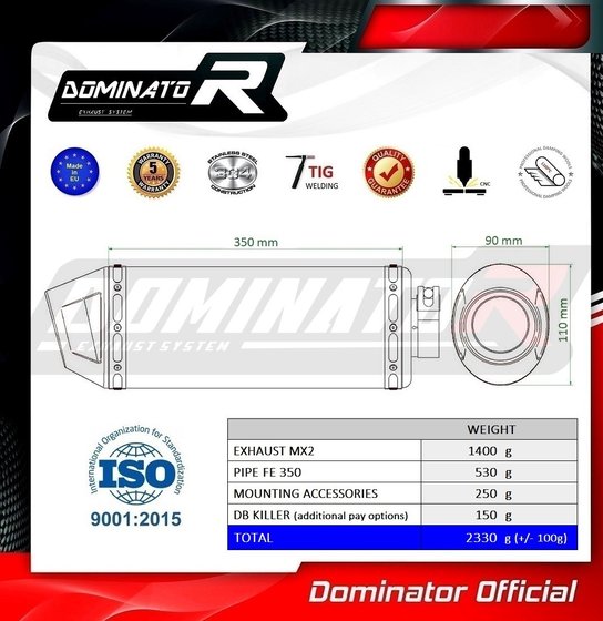 FE 350 (2020 - 2022) exhaust silencer muffler mx2 | Dominator